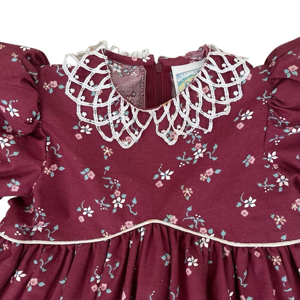 Vintage Daisy Kingdom Rose Bouquet Border Print Dress Size 3T - Picture 3 of 8